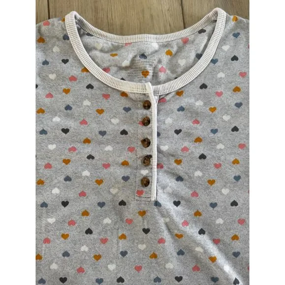 Cuddle Duds XS Gray Hearts Pajama Set Soft Ribbed Henley Joggers Pockets - Picture 6 of 16